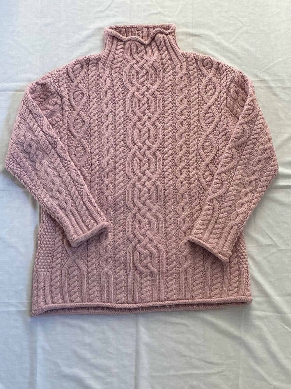 Aran Crafts Ireland Sweater Pink Soft Merino Wool Cable Knit EUC Womens Medium - Picture 13 of 13
